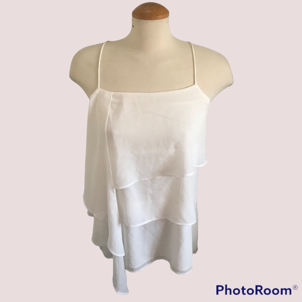 NWT Cache Cream Chiffon Layered Top
